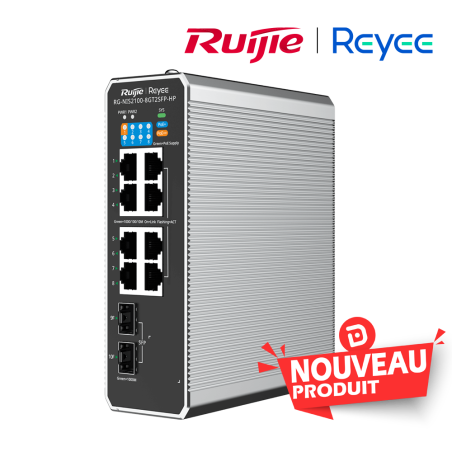 Reyee Switch Industriel 10 ports  8 PoE  2 SFP