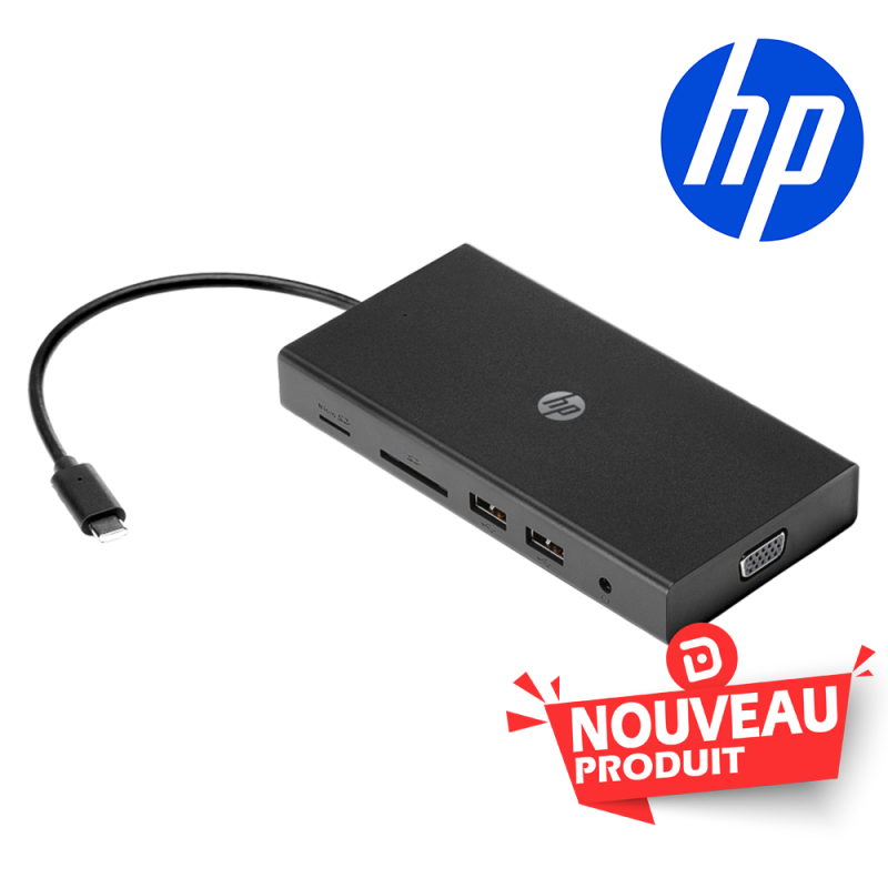 HP Travel USB Type C Multi Port Hub - Black